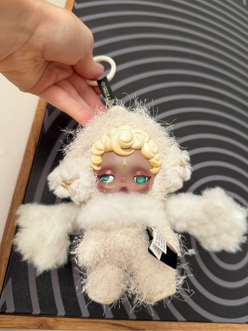 “Sandman” Skull Panda Mystery Plush Keychain Doll in Cream - Designer Kids Toy